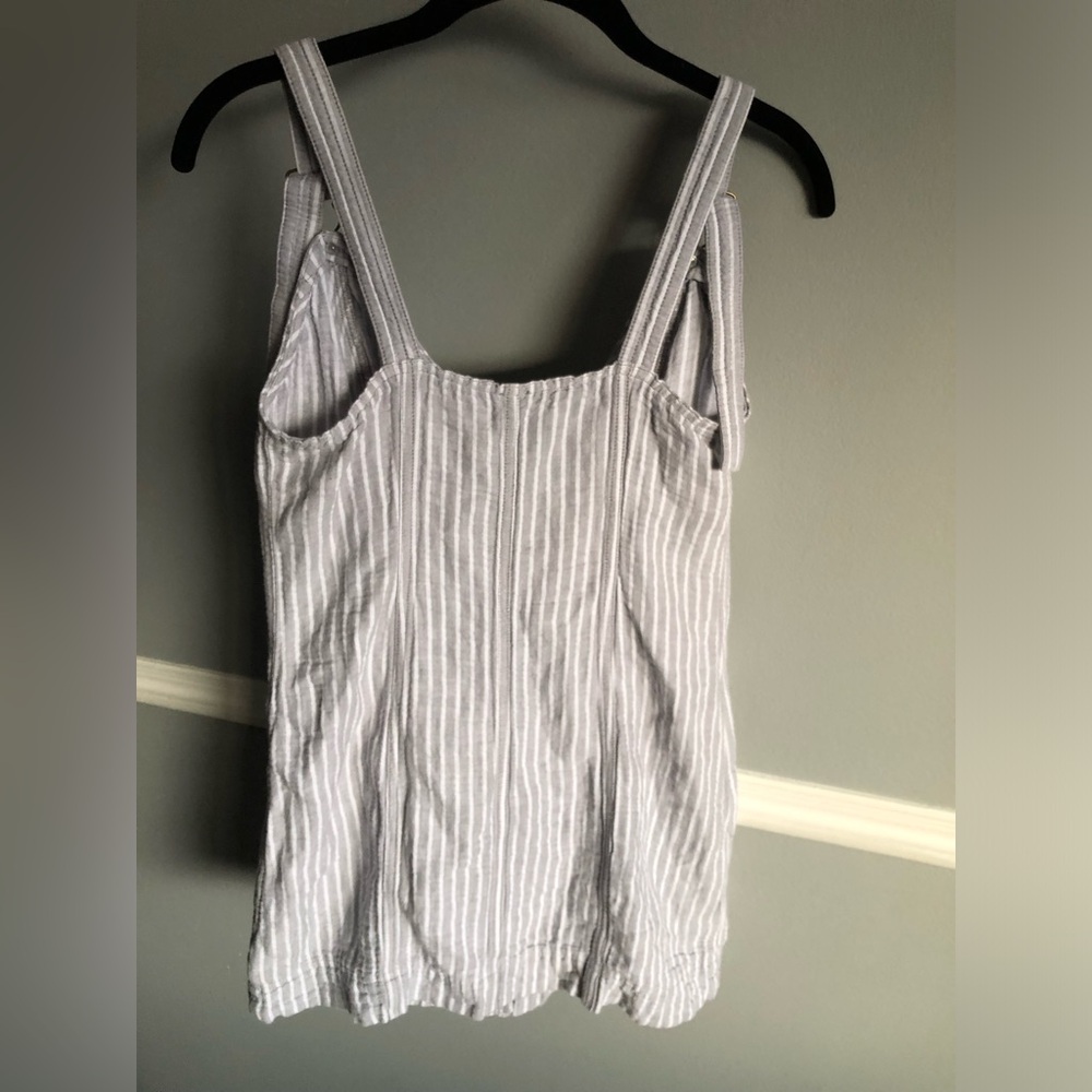 Free People Linen Overall Striped Mini Dress - Picture 6 of 11